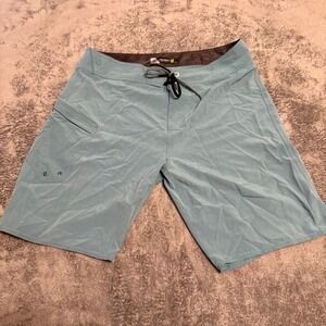 Volcom Mod Tech Board Shorts Teal Size 34‎ Water Resistant Swim Surf Beach